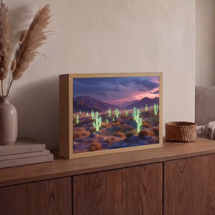 Lightbox - Wandlamp - Neon cactussen - Woestijn - Zonsondergang — 4