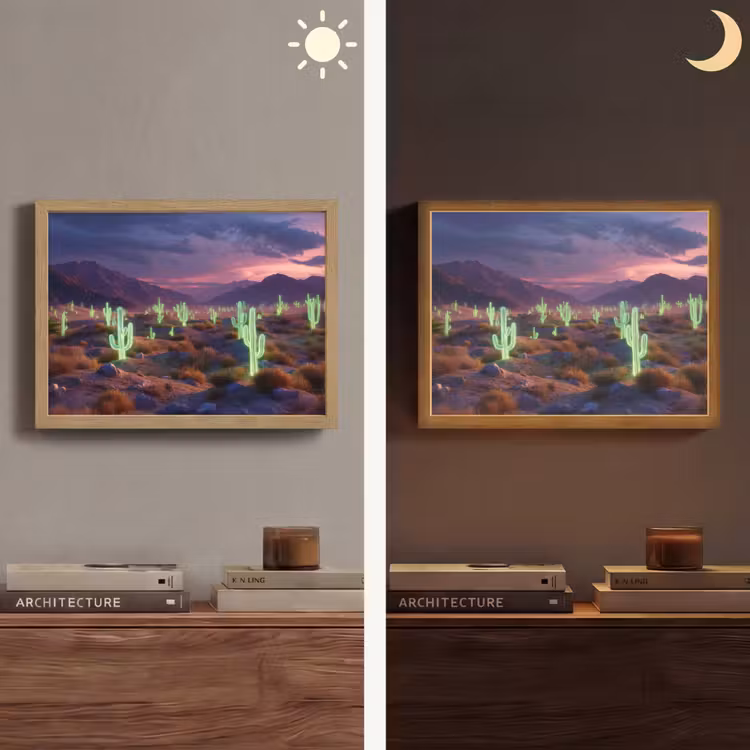 Lightbox - Wandlamp - Neon cactussen - Woestijn - Zonsondergang — 6