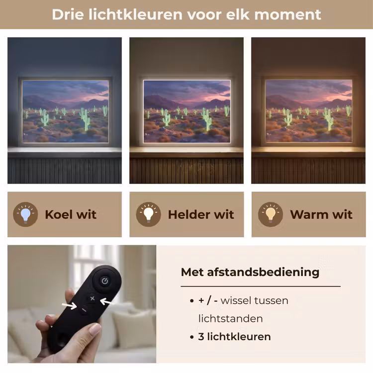 Lightbox - Wandlamp - Neon cactussen - Woestijn - Zonsondergang — 8