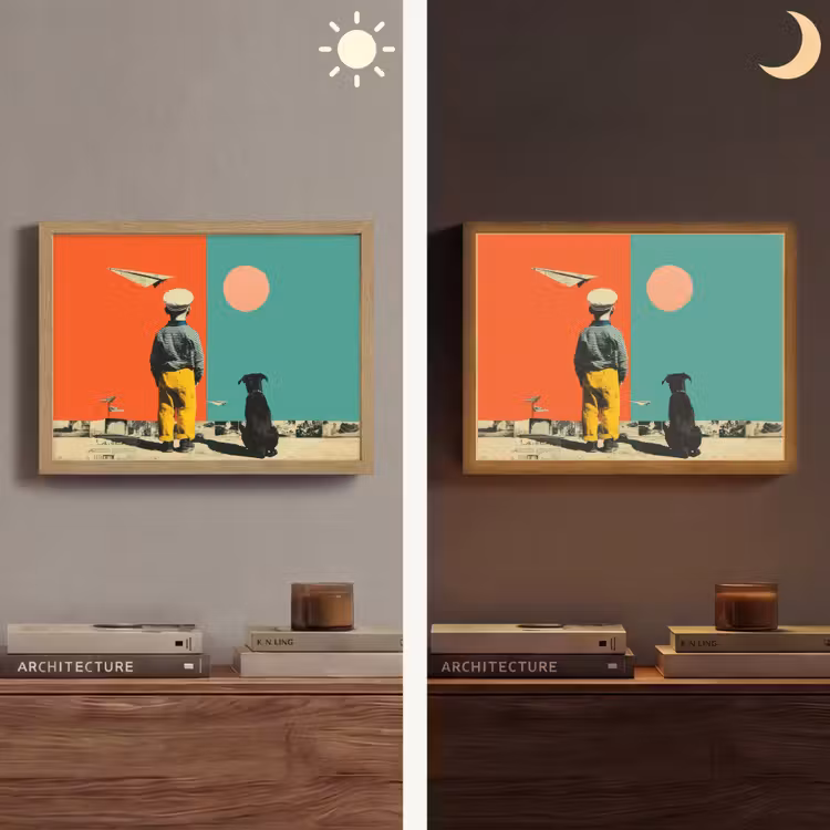 Lightbox - Wandlamp - Retro - Jongen - Hond - Rood - Groen — 6