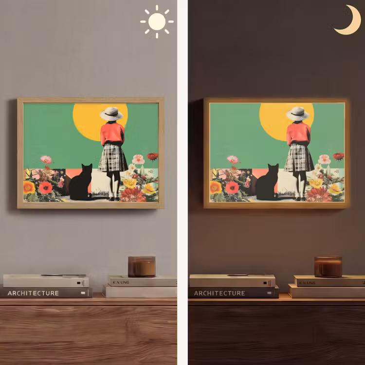 Lightbox - Wandlamp - Retro - Meisje - Kat - Zon — 6