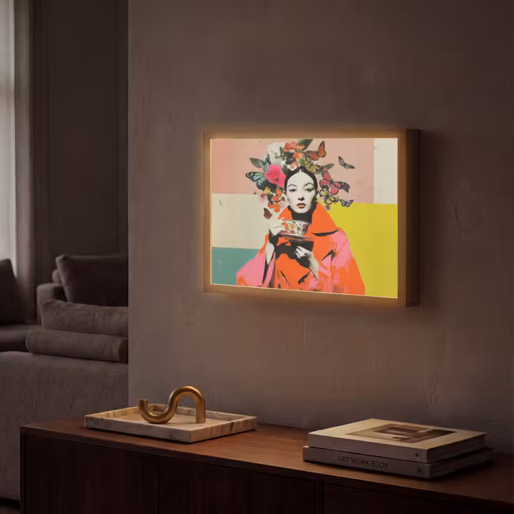 Lightbox - Wandlamp - Retro - Vrouw - Kopje - Vlinders — 2