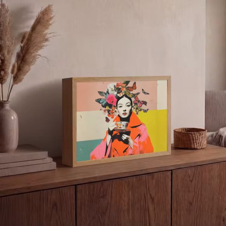 Lightbox - Wandlamp - Retro - Vrouw - Kopje - Vlinders — 4