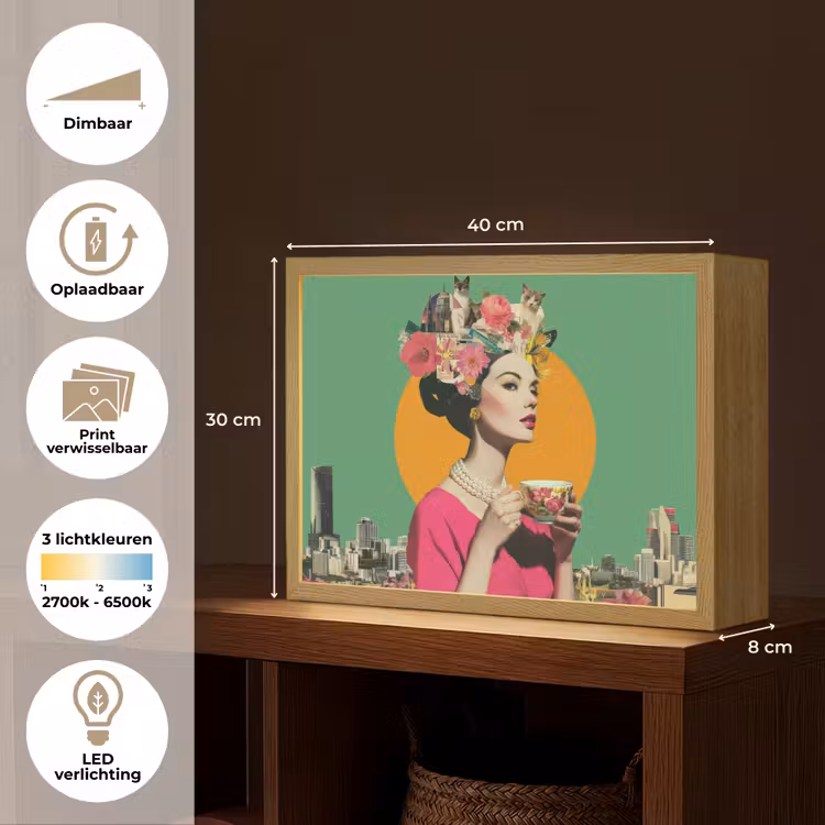 Lightbox - Wandlamp - Retro - Vrouw - Stad - Zon — 10