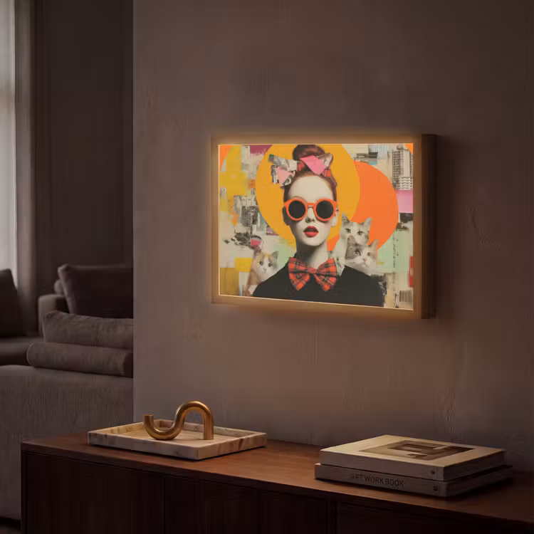 Lightbox - Wandlamp - Vrouw - Bril - Strik - Retro — 2