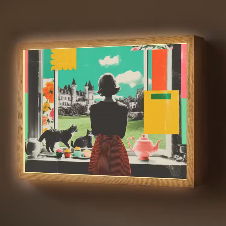 Lightbox - Wandlamp - Vrouw - Keuken - Katten - Doorkijk — 1
