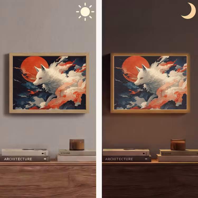 Lightbox - Wandlamp - Witte vos - wolken - maan — 6