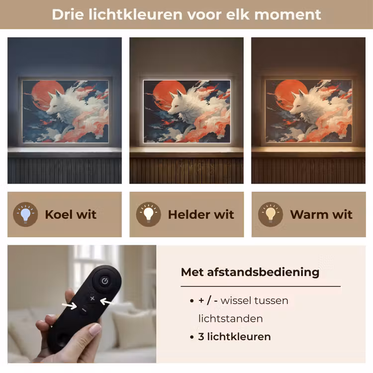 Lightbox - Wandlamp - Witte vos - wolken - maan — 8