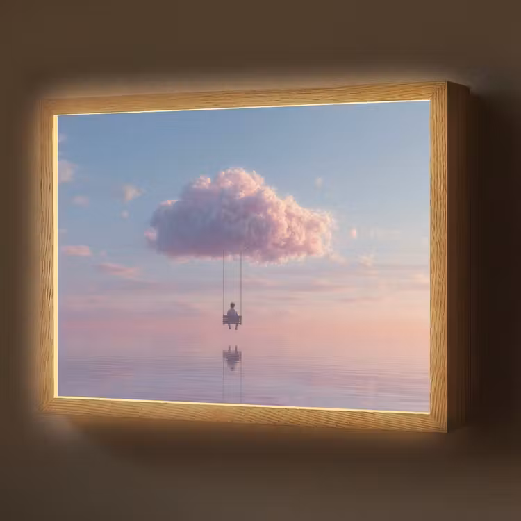 Lightbox - Wandlamp - Wolk - Schommel - Kleurrijke lucht — 1