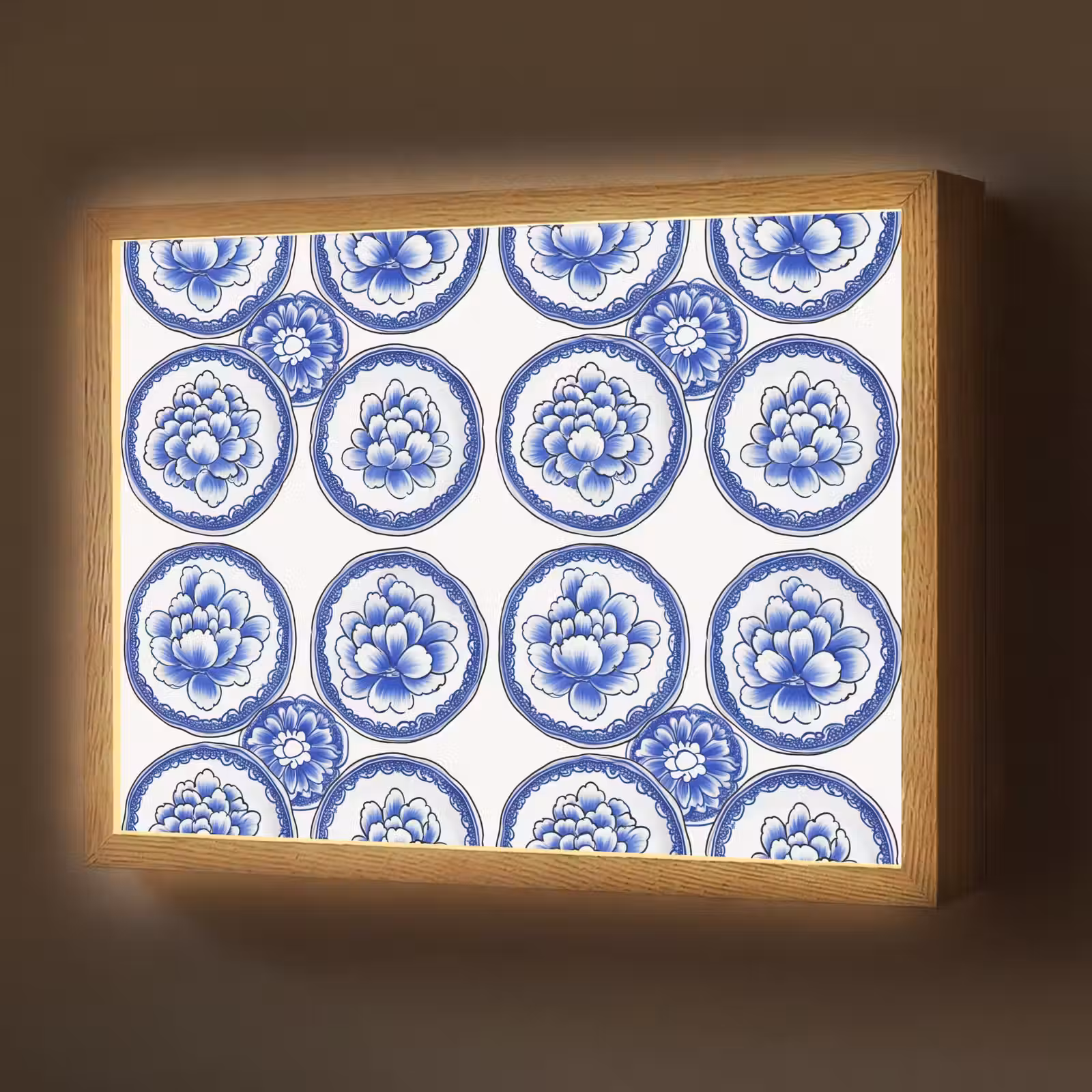Lightbox - Wandlamp - Cirkels - Bloemen - Blauw — 1