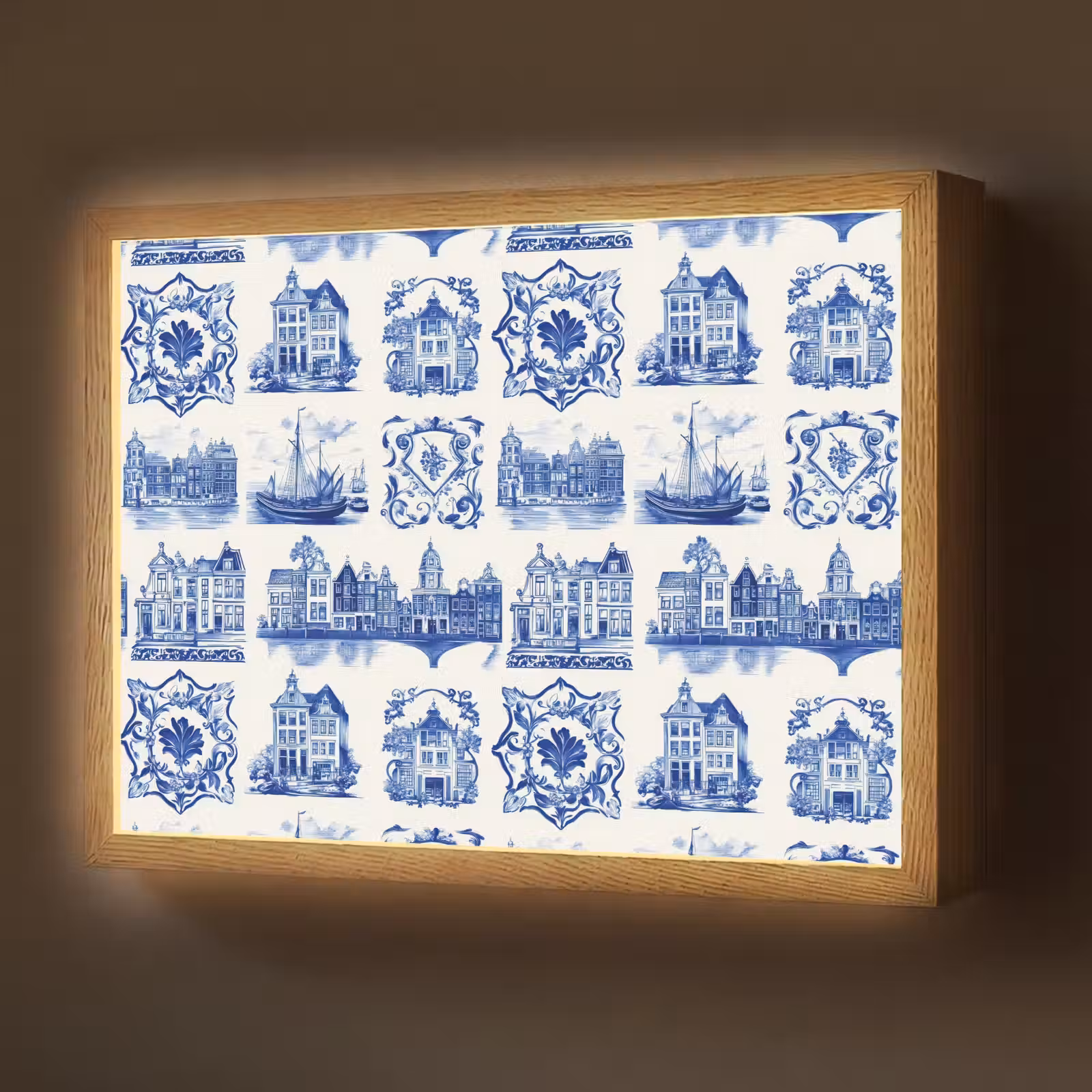 Lightbox - Wandlamp - Huizen - Schepen - Blauw — 1