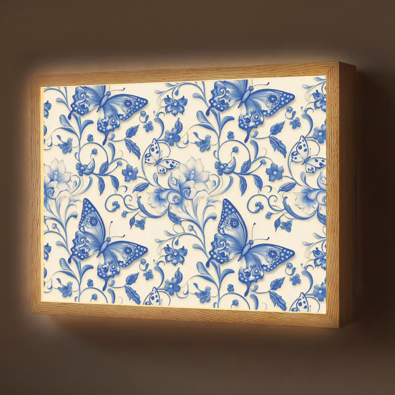 Lightbox - Wandlamp - Vlinders - Bloemen - Blauw - Botanisch — 1