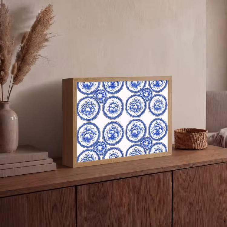 Lightbox - Wandlamp - Cirkels - Bloemen - Blauw — 4