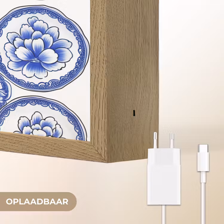 Lightbox - Wandlamp - Cirkels - Bloemen - Blauw — 7