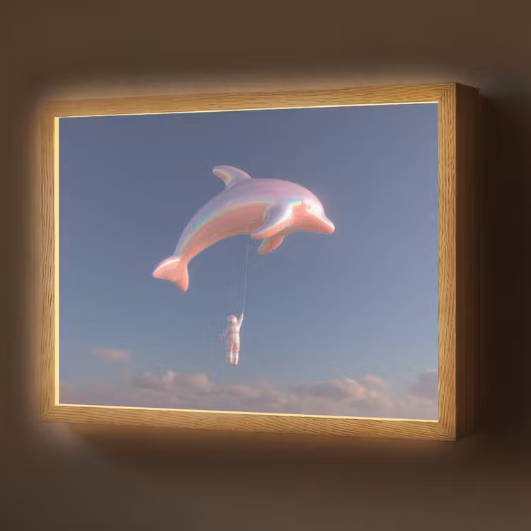 Lightbox - Wandlamp - Dolfijn - Roze - Astronaut — 1