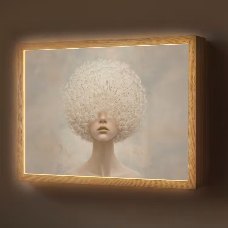 Lightbox - Wandlamp - Dromerig - Beige - Paardenbloemzaadjes — 1
