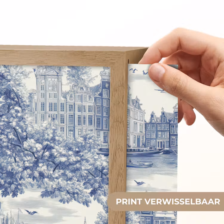 Lightbox - Wandlamp - Huizen - Bomen - Water - Vogels - Blauw — 5