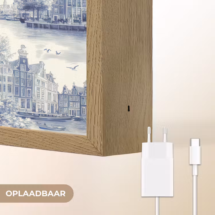 Lightbox - Wandlamp - Huizen - Bomen - Water - Vogels - Blauw — 7