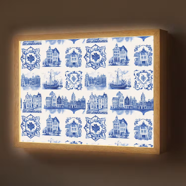 Lightbox - Wandlamp - Huizen - Schepen - Blauw — 1
