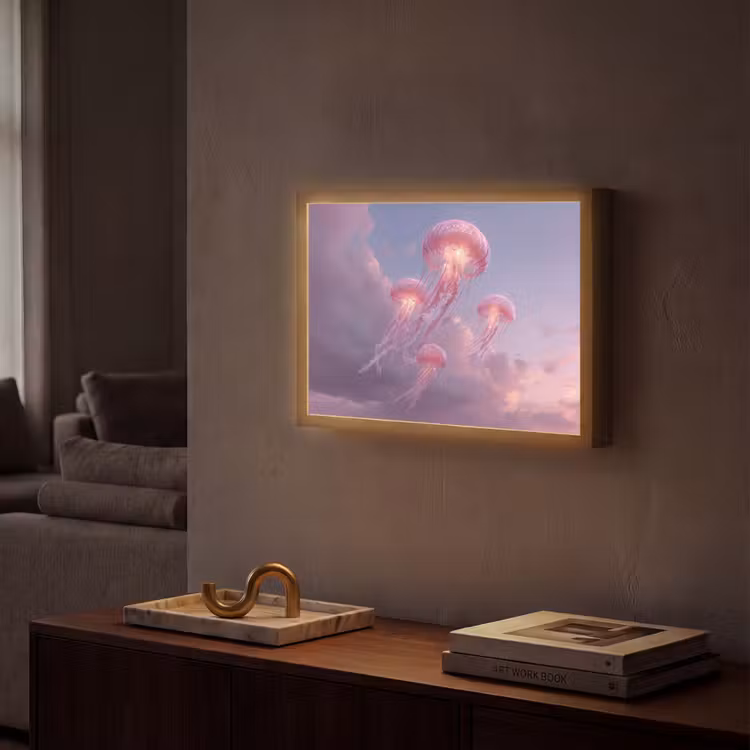 Lightbox - Wandlamp - Kwallen - Roze - Wolken — 2