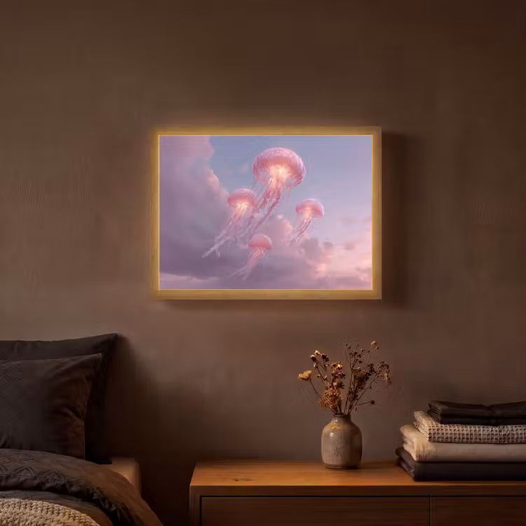 Lightbox - Wandlamp - Kwallen - Roze - Wolken — 3