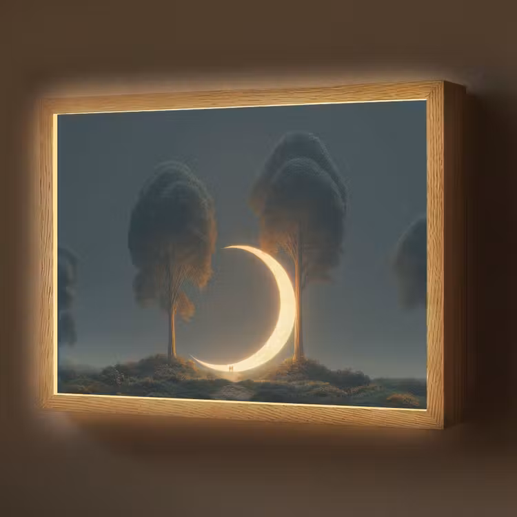 Lightbox - Wandlamp - Maan - Bomen - Wandeling — 1