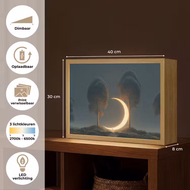 Lightbox - Wandlamp - Maan - Bomen - Wandeling — 10