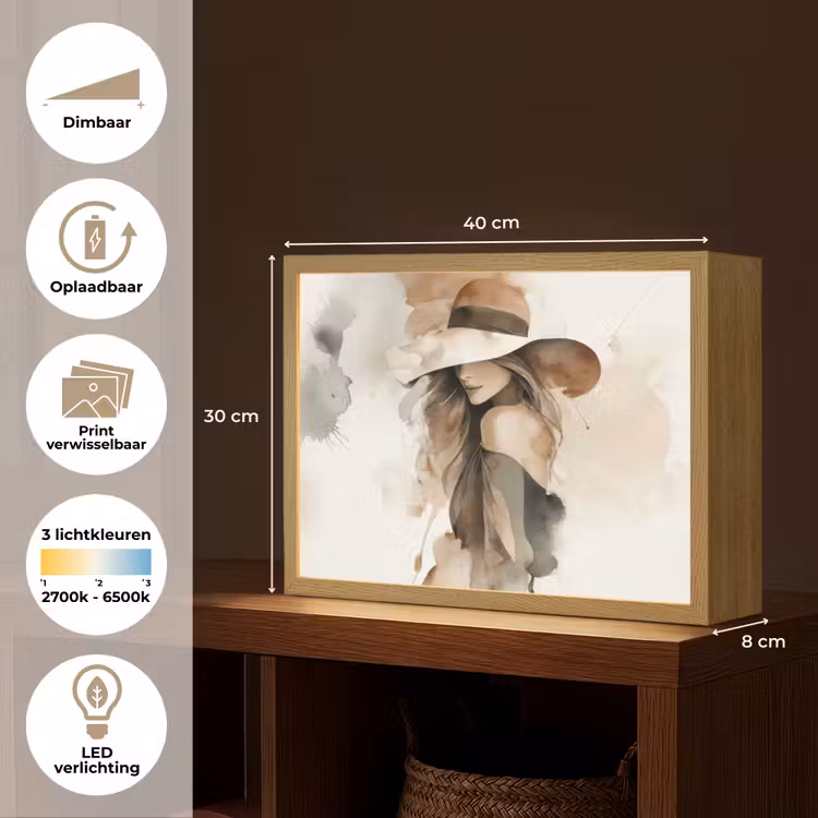 Lightbox - Wandlamp - Mysterieus - Vrouw - Sepia — 10