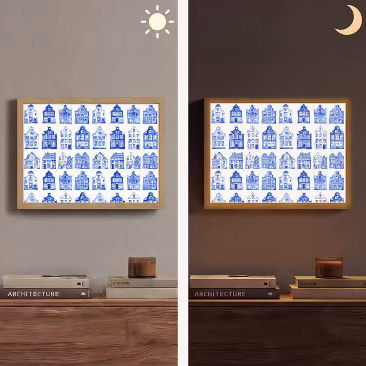 Lightbox - Wandlamp - Patroon - Huizen - Blauw — 6