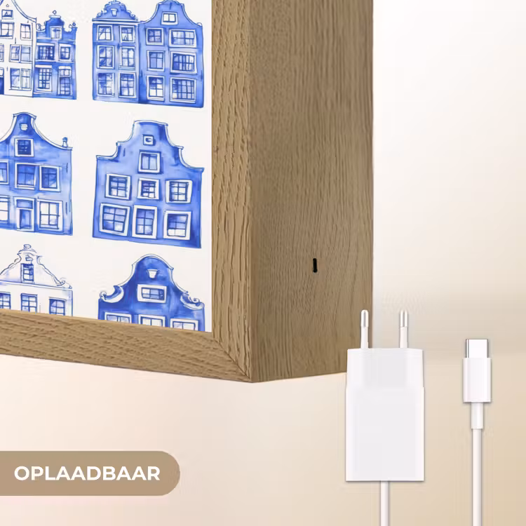 Lightbox - Wandlamp - Patroon - Huizen - Blauw — 7