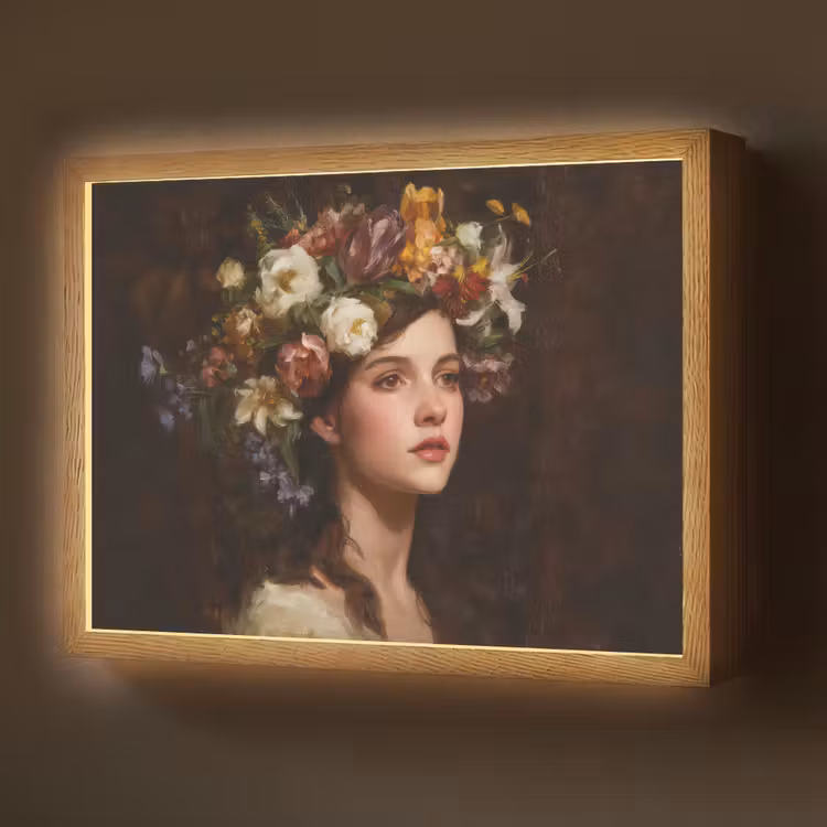 Lightbox - Wandlamp - Portret - Vrouw - Bloemen — 1