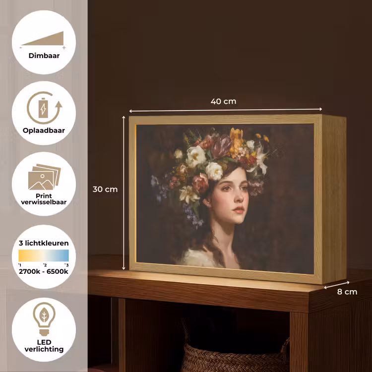 Lightbox - Wandlamp - Portret - Vrouw - Bloemen — 10