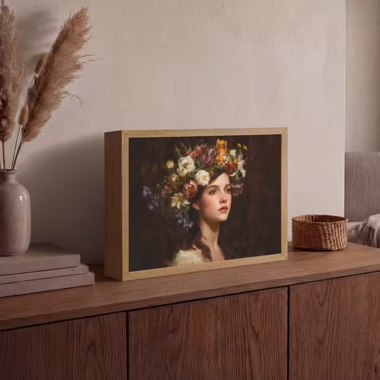 Lightbox - Wandlamp - Portret - Vrouw - Bloemen — 4