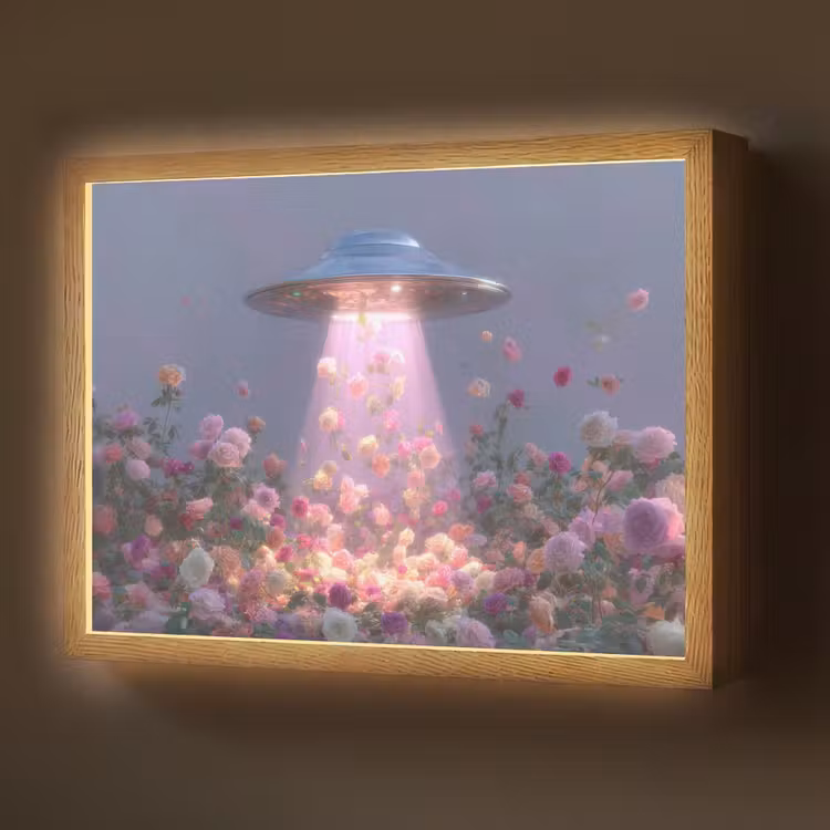Lightbox - Wandlamp - Ufo - Rozen - Pastelkleuren — 1