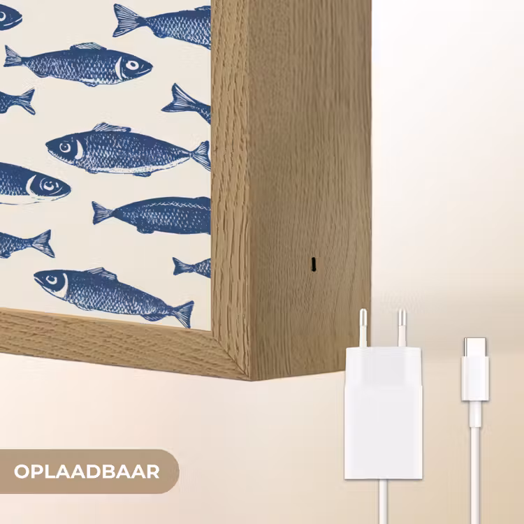 Lightbox - Wandlamp - Vissen - Patroon - Blauw - Wit — 7