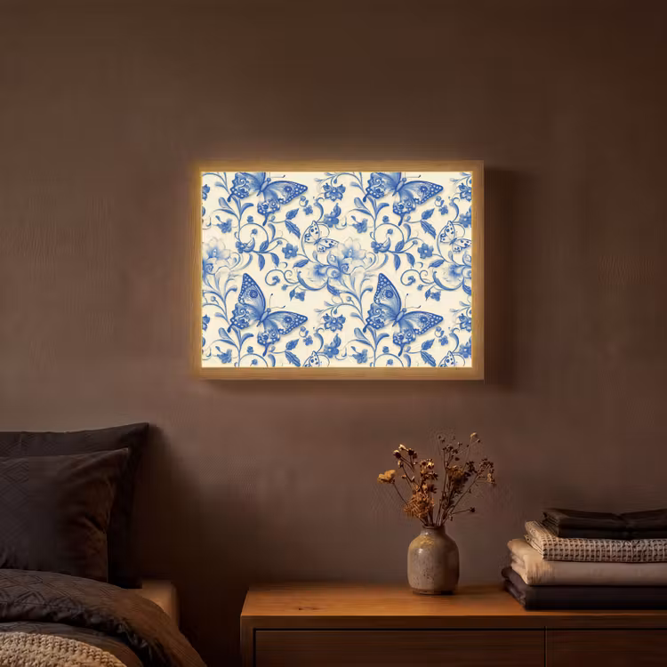 Lightbox - Wandlamp - Vlinders - Bloemen - Blauw - Botanisch — 3