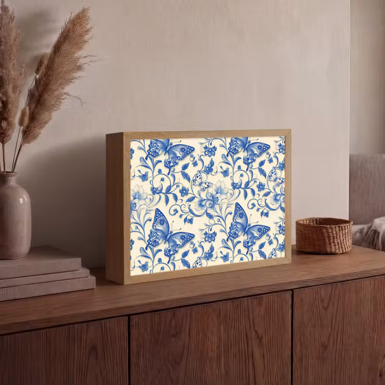 Lightbox - Wandlamp - Vlinders - Bloemen - Blauw - Botanisch — 4