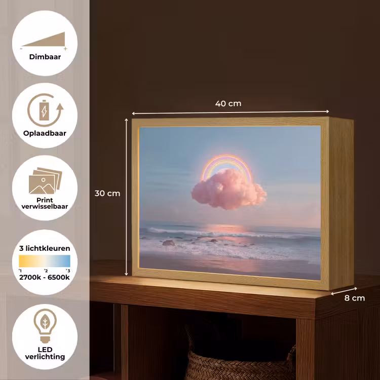 Lightbox - Wandlamp - Wolk - Regenboog - Zee — 10