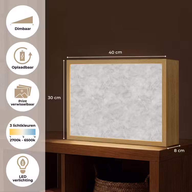 Lightbox - Wandlamp - Grijs - Marmer - Mat — 10