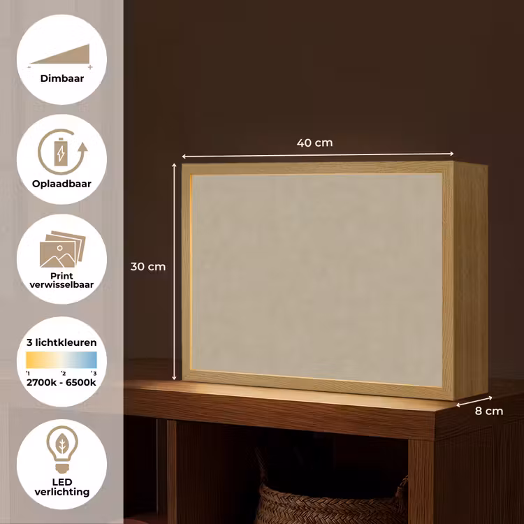 Lightbox - Wandlamp - Taupekleur - Gewolkt textuur - Natuurlijk — 10