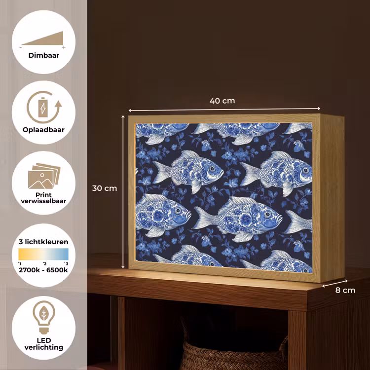 Lightbox - Wandlamp - Vissen - Bloemen - Blauw — 10