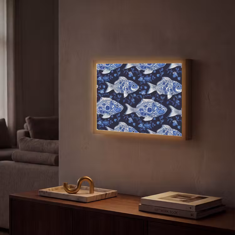 Lightbox - Wandlamp - Vissen - Bloemen - Blauw — 2