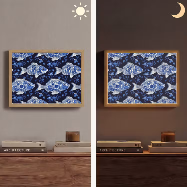 Lightbox - Wandlamp - Vissen - Bloemen - Blauw — 6