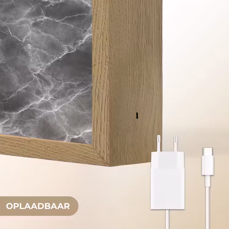 Lightbox - Wandlamp - Donkergrijs - Bliksem - Marmer — 7