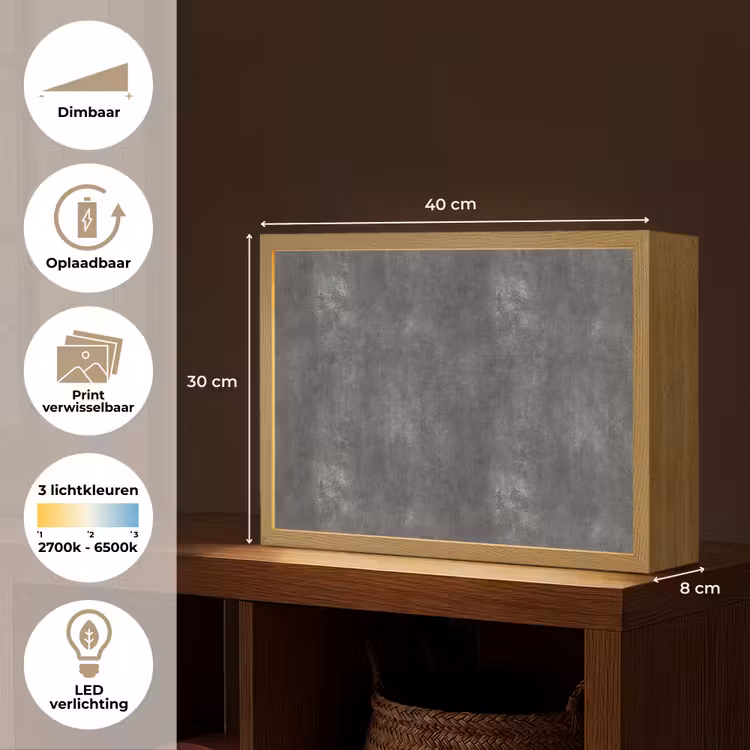 Lightbox - Wandlamp - Donkergrijs - Ruw - Beton — 10