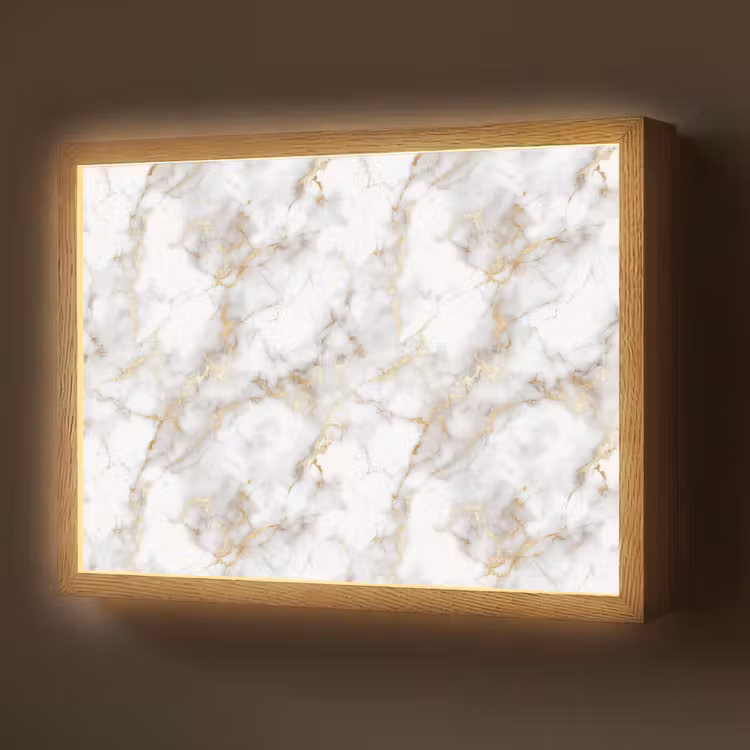 Lightbox - Wandlamp - Gouden aders - Marmer - Wit — 1