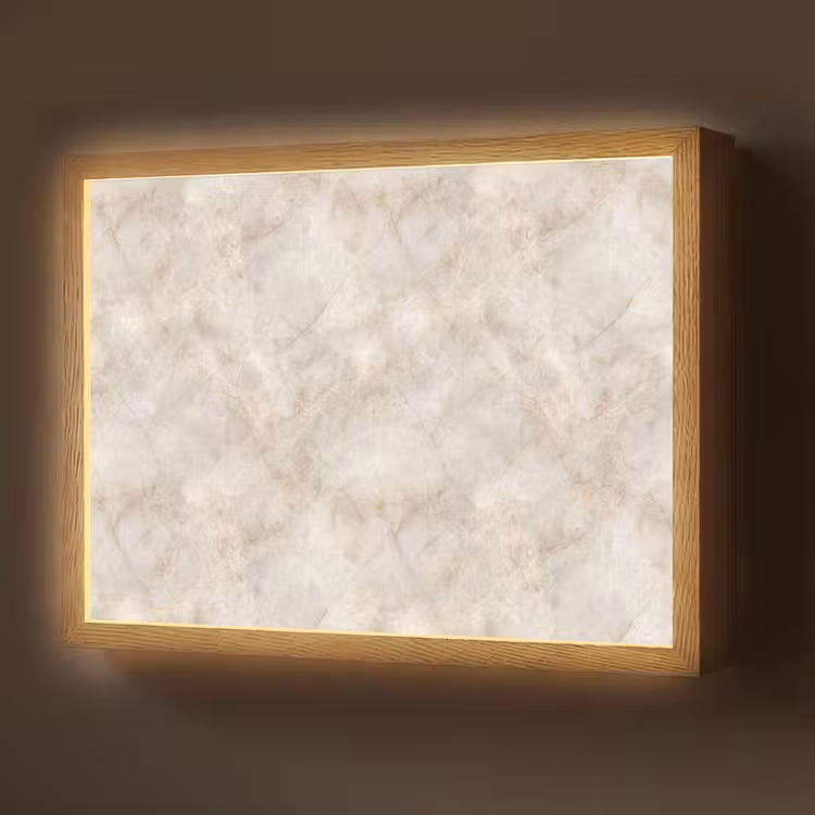 Lightbox - Wandlamp - Lichtbeige - Goudbruine Nerven - Marmer — 1