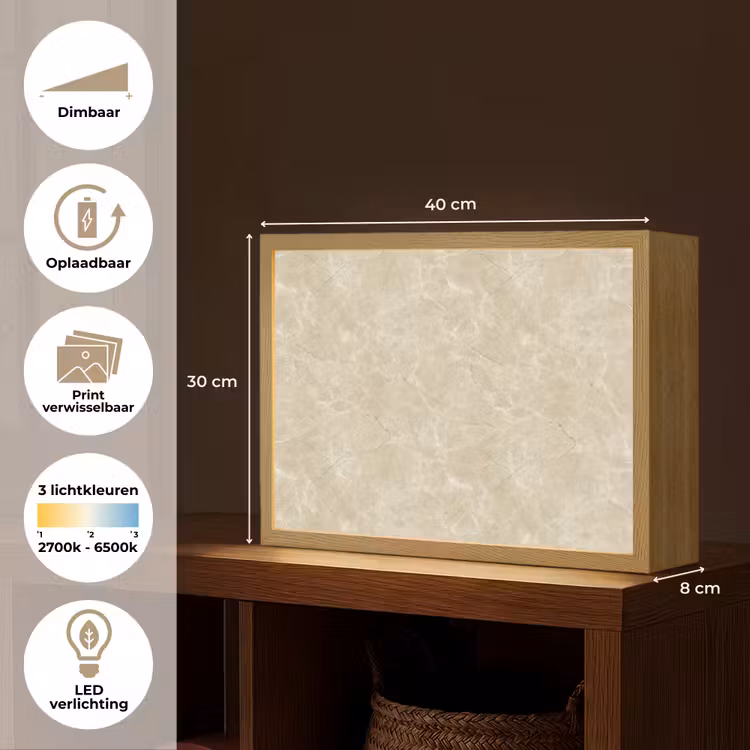 Lightbox - Wandlamp - Lichtbeige - Marmer - Diffusie adering — 10