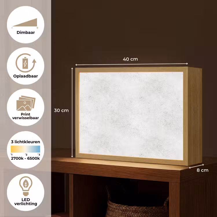 Lightbox - Wandlamp - Lichtgrijs - Betonstructuur - Subtiel — 10