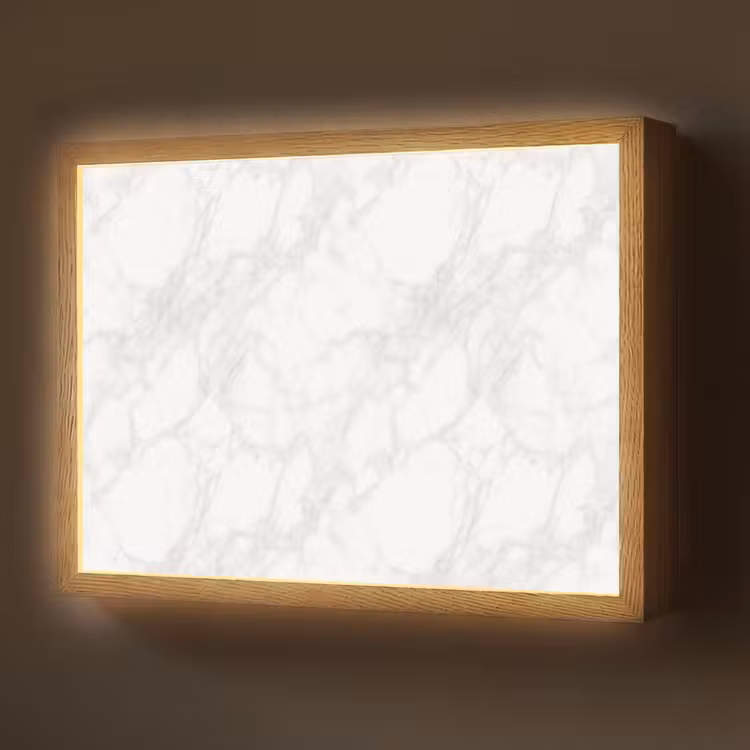 Lightbox - Wandlamp - Minimalistisch - Wit - Grijze aders — 1